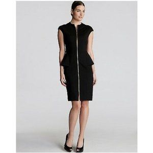 NEW Ted Baker Jamthun Two Way Zip Front Peplum Black Dress Ted Sz 2 / US Sz 6